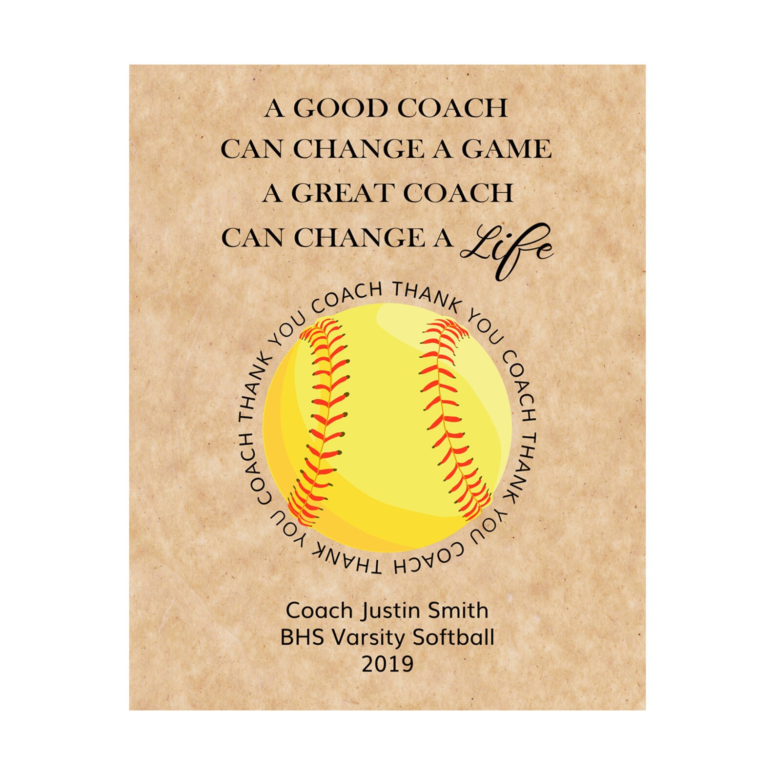 Personalized Softball Coach Gift Coach Appreciation Gift Etsy