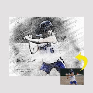 Softball Senior Night, Softball Coach Gift, Softball Player Gifts, Personalized Pencil Sketch,Gifts for Softball Players,Softball Gift Ideas