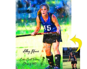 Field Hockey Gifts for Girls, Field Hockey Printable, Senior Night Gifts, Field Hockey Coach Gift, Personalized Watercolor