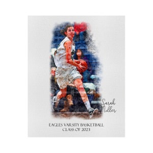 Girls Basketball Team Gifts, Basketball Coach Gift, Basketball Senior Gift, Personalized Watercolor Portrait, Senior Night Gifts