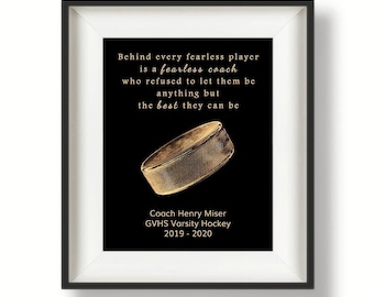 Hockey Coach Gift Ideas - Ice Hockey Coach Gift - Hockey Coaches Gifts - Gift for Hockey Coach - Gift from Team - Fearless - Gold