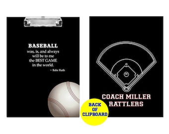 Baseball Coach Clipboard, Baseball Coach Gift, Personalized Clipboard for Coach, Baseball Gifts, Coach Gifts, Custom Clipboard, Babe Ruth