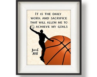 Basketball Team Gifts - Boys Basketball - Personalized Basketball Print - Basketball Senior Gifts - Basketball Wall Art - Daily Work