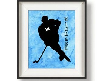 Personalized Hockey Player Wall Print - Team Captain Gift - Graduation Gift - Boys Room Decor - Sports Decor- Hockey Decor- Goalie - Teen