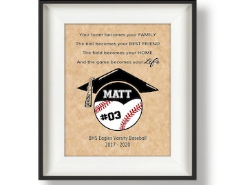 Baseball Banquet Team Gifts - Personalized Senior Gifts - Baseball Senior Gift - Sports Graduation Gifts - Baseball Print - Grad Hat - TBF