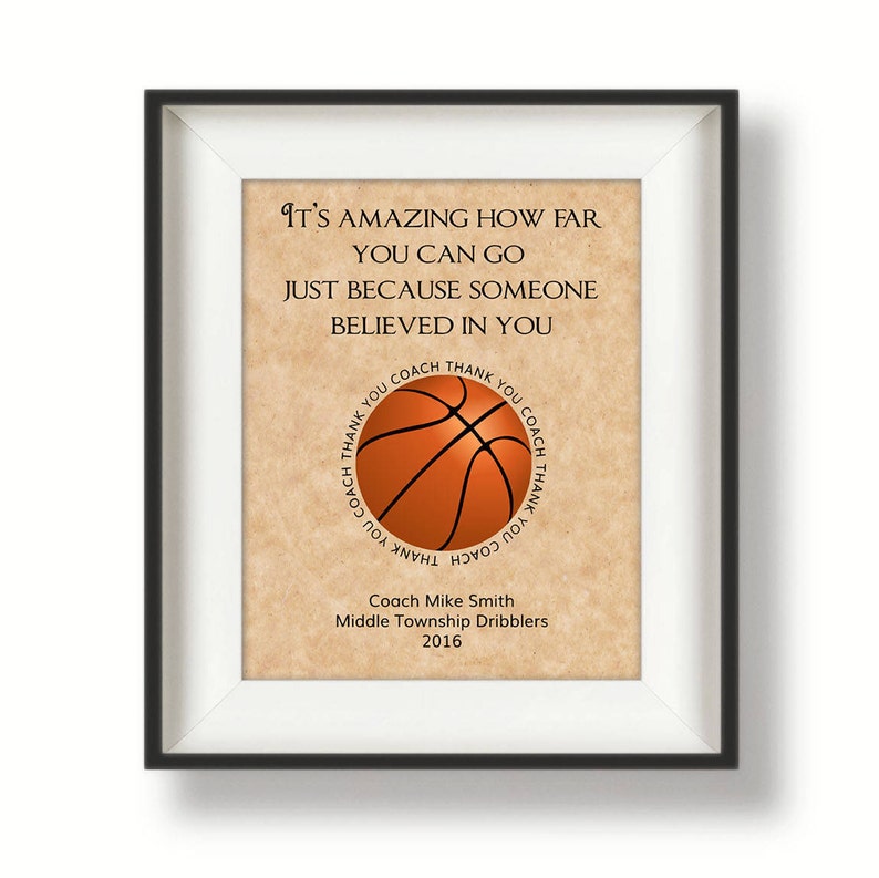Basketball Coach Print Basketball Gift Ideas Personalized Etsy