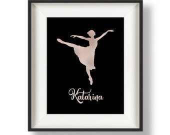 Ballerina Wall Art - Dance Wall Decor - Dance Team Gifts - Personalized Dance Poster - Ballerina Gift - Dance Gift Ideas - 8 x 10 - Gold