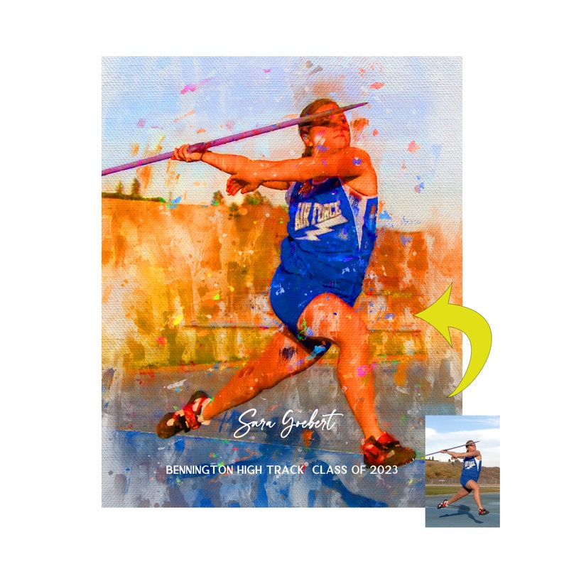 Senior Night Track Senior Gifts, Javelin Thrower, Track Coach Gift, Cross Country Senior Night, Track Gifts, Personalized Watercolor image 1