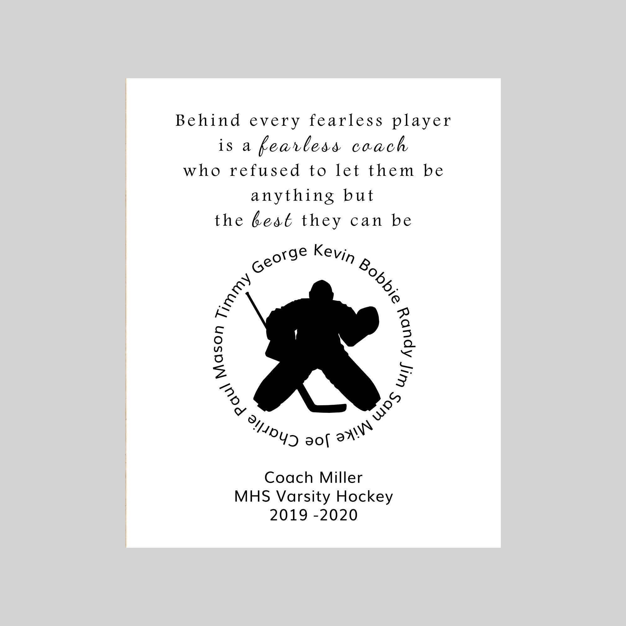 Hockey Coach Gift Ideas Hockey Gifts for Coaches Etsy