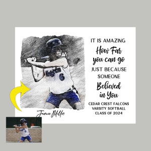 Softball Senior Night, Softball Coach Gift, Softball Player Gifts, Personalized Pencil Sketch,Gifts for Softball Players,Softball Gift Ideas