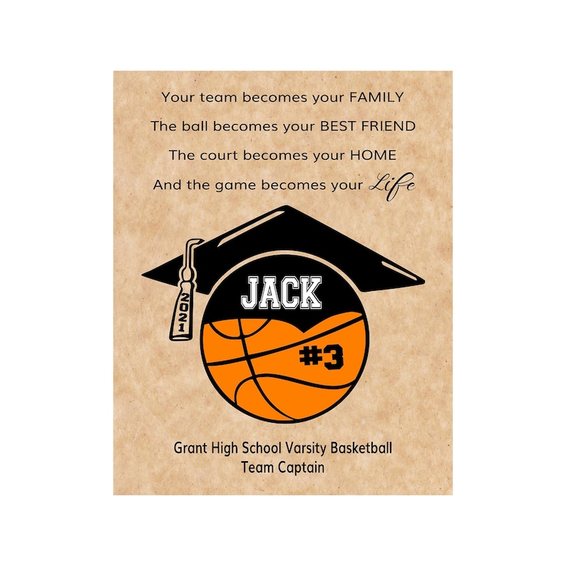 Basketball Senior Gift Senior Night Basketball Etsy