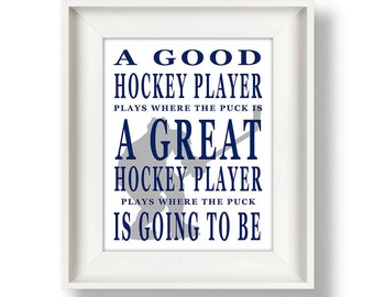 Hockey Decor - Hockey Gift -  Hockey Quotes -  Hockey Team Captain - Inspirational - Hockey Prints - Boys Room Decor - 8 x 10 Print