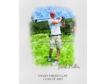 Golf Senior Night Gifts , Golf Coach Gift, Personalized Watercolor, Golf Gifts for Women, Gifts for Men, Golfer Print, Golfer Gift Ideas