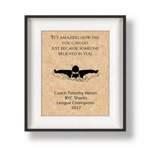 Gifts for Swim Coaches - Swim Coach Gifts - Swim Coach Gift Ideas - Personalized Coaches Gifts - Swim Team Gift Idea -8 x 10- It&#39;s Amazing