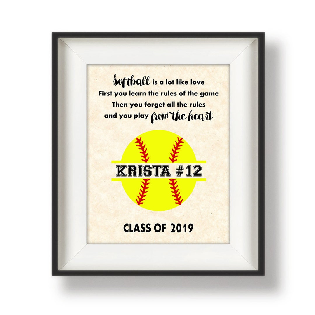 Softball Quote - Personalized Softball Team Gift - Softball Gifts for ...