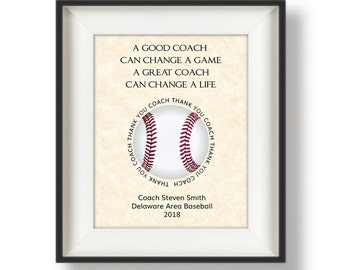 Baseball Coach Gift - Gifts for Baseball Coaches - Personalized Coaches Gifts - Coach Appreciation Gifts - 8 x 10 - A Great Coach