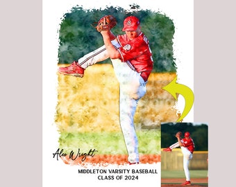 Baseball Senior Night, Baseball Coach Gift, Baseball Player Gifts, Personalized Watercolor, Gifts for Baseball Players, Baseball Gift Ideas