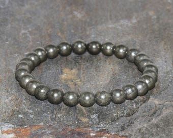 The Money Maker Bracelet, AAA Grade Pyrite Bracelet, Prosperity Jewelry, Healing Crystals, 6mm Pyrite Jewellery,Abundance + Wealth + Success