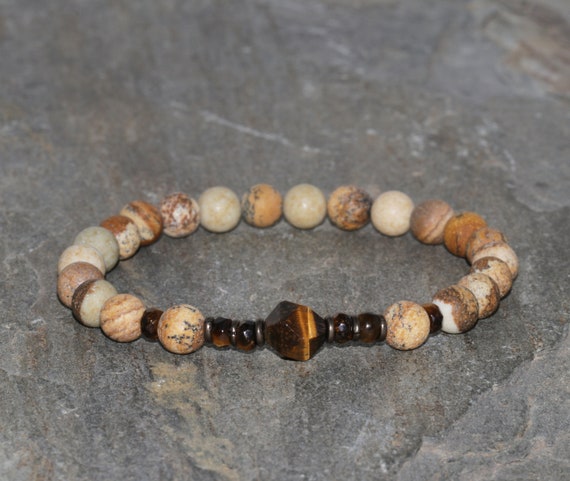 Picture Jasper and Tiger's Eye Bracelet Handmade 6mm Picture
