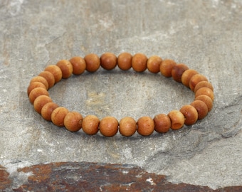 6mm Sandalwood Bracelet: Stacking Mala Beads, Yoga Jewelry