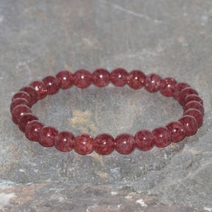 Strawberry Quartz Bracelet Handmade 6mm Grade AA Madagascar Red Strawberry Quartz Beaded Gemstone Bracelet Gift Bracelet Unisex Bracelet