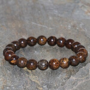 Chunky Bronzite Bracelet 8mm Beaded Gemstone Yoga Bracelet Wrist Mala Beads Chakra Jewelry Brown Bracelet Stacking Bracelet Gift Bracelet