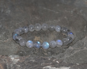 Pulsera de cuentas de labradorita, 7.5mm Labradorita Grado AAA Pulsera de yoga Joyería de labradorita, Protección, Meditación, Regalo, Muñeca Mala Cuentas