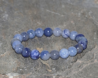 Blue Aventurine Beaded Bracelet Handmade 8mm Blue Adventurine Beads Gemstone Bracelet Blue Natural Stone Bracelet Stack Bracelet Gift Unisex