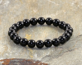 Pulsera de turmalina negra de grado AAA, joyería de turmalina, pulsera de protección EMF, alivio de la ansiedad, energía curativa, purificación y puesta a tierra
