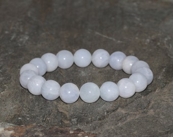 Blue Calcite Bracelet, 10mm Round Beads Natural Blue Gemstone Bracelet, Yoga Gemstone Bracelet, Handmade Jewelry, Wrist Mala Beads