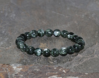 Dikke serafiniet armband handgemaakte AAA 7,5 mm serafiniet edelsteen armband natuurlijke groene kralen serafiniet armband Unisex armband
