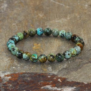 6mm African Turquoise Bracelet, Wrist Mala Beads, Healing Crystals, Chakra Jewelry, New Beginnings - Emotional Balance - Personal Growth