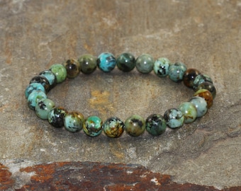 6mm African Turquoise Bracelet, Wrist Mala Beads, Healing Crystals, Chakra Jewelry, New Beginnings - Emotional Balance - Personal Growth