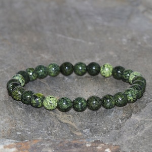 Serpentine Bracelet 6mm Green Bead Bracelet Healing Stone Bracelet Mens Bracelet Women Bracelet Gemstone Jewelry Yoga Bracelet Gift