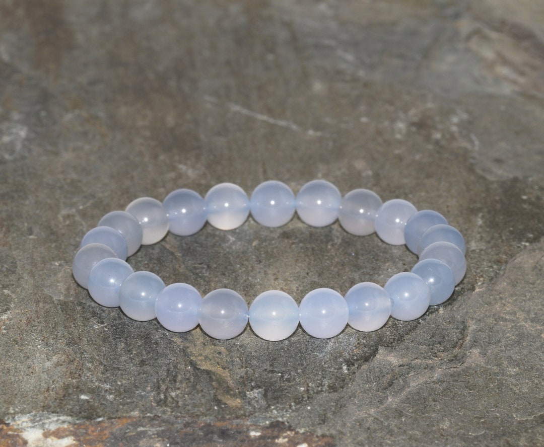 Olivenorma Natural Blue Chalcedony Beaded Bracelet