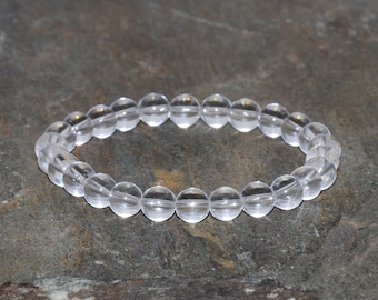 Clear Quartz Bracelet Grade AA 6.5mm Crystal Quartz Gemstone Bracelet Clean Transparent Quartz Bead Bracelet Growth Guiding Bracelet