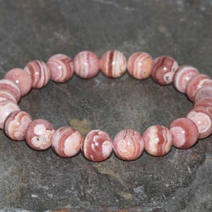 Rhodochrosite Beaded Bracelet Stacking Handmade Bracelet Grade AA 8mm Rhodochrosite Beads Natural Argentine Rhodochrosite Gemstone Bracelet