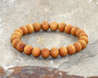 8mm Sandalwood Bracelet, Stacking Sandalwood Mala Beads, Meditation, Buddhist Yoga Jewelry, Calming and Tranquility