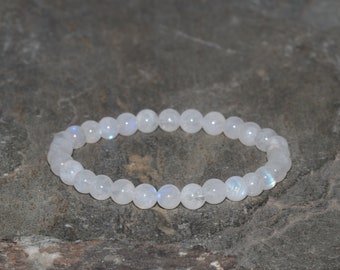 Moonstone Beaded Bracelet, 6mm Rainbow Moonstone Grade AAA Beads, Natural Gemstone Bracelet, Stacking Bracelet Gift Bracelet Unisex Bracelet