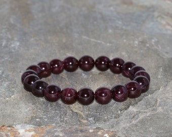 Garnet Stacking Beaded Bracelet, 9mm Brazilian Garnet, Natural Gemstone, Red Bracelet, Grade AAA Beads, The Best Quality Garnet from Brazil