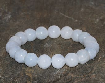 10mm Blue Calcite Bracelet, Natural Blue Gemstone Bracelet, Healing Crystals, Yoga Gemstone Bracelet, Handmade Jewelry, Wrist Mala Beads