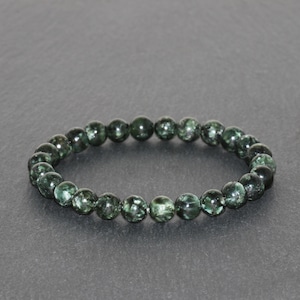 Chunky Seraphinit Armband Handgemachte Klasse AA 6,5 mm Seraphinit Edelstein Armband Natürliche Grüne Perlen Seraphinit Armband Unisex Armband