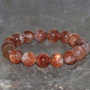 Chunky Golden Sunstone Bracelet, Grade AAA Beads, 10mm Golden Sunstone, Beaded Gemstone Bracelet, Orange Sunstone Bracelet, Stack Bracelet