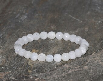 Moonstone Beaded Bracelet 7mm Moonstone Jewelry Healing Crystals Wrist Mala Beads Grade AA Stack Bracelet Emotional Balance Feminine Energy