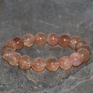 Sunstone Beaded Bracelet, Grade AAA, 10mm Golden Sunstone, Gemstone Bracelet, Dainty Gold Orange Sunstone Bracelet, Stack Bracelet, Unisex