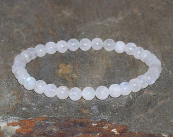 Regenbogen Mondstein Perlen Armband, 5,5 mm Edelstein Schmuck