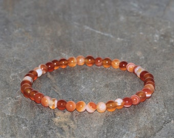 Carnelian Bracelet Handmade 4mm Orange Agate Carnelian Beaded Gemstone Bracelet Natural Carnelian Bracelet Jewelry Unisex Gift Bracelet
