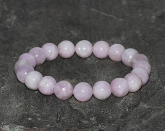 Kunzite Bracelet Handmade 8mm Natural Kunzite Beaded Gemstone Bracelet Kunzite Blush Pink Subtle Violet & Light Purple Unisex Gift Bracelet