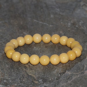Beewax Jade Bracelet 8mm Yellow Jade Beaded Natural Jade Untreated Beads Genuine Gemstone Bracelet Gift Bracelet Stacking Bracelet Boho