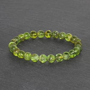 Dainty Peridot Bracelet Handmade 7mm Genuine Olivine Peridot Grade AAA Beaded Natural Gemstone Bracelet Green Olive Peridot Gift Bracelet